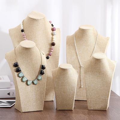Expositor de collares de franela Molde para el cuello de joyas Soporte para joyas Modelo de retrato Mostrador de cuello Accesorios de exhibición de joyas
