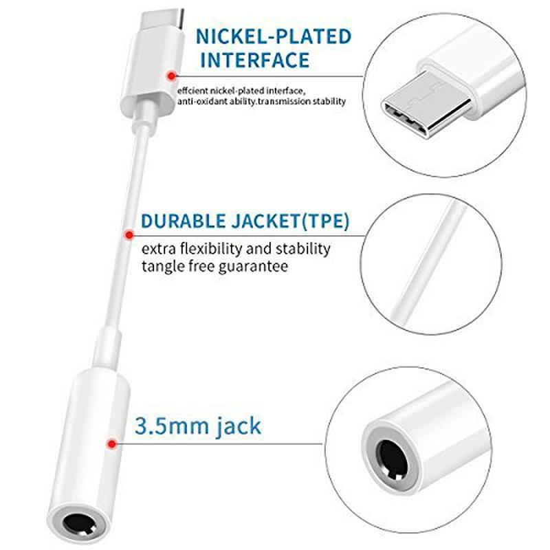 Usb-C Type C Adapter Port To 3.5Mm Aux Audio Jack Earphone Headphone Cable