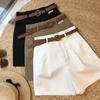 New Hot Workwear Wide Leg Shorts Women Summer Lightweight Loose Casual Shorts With Belt