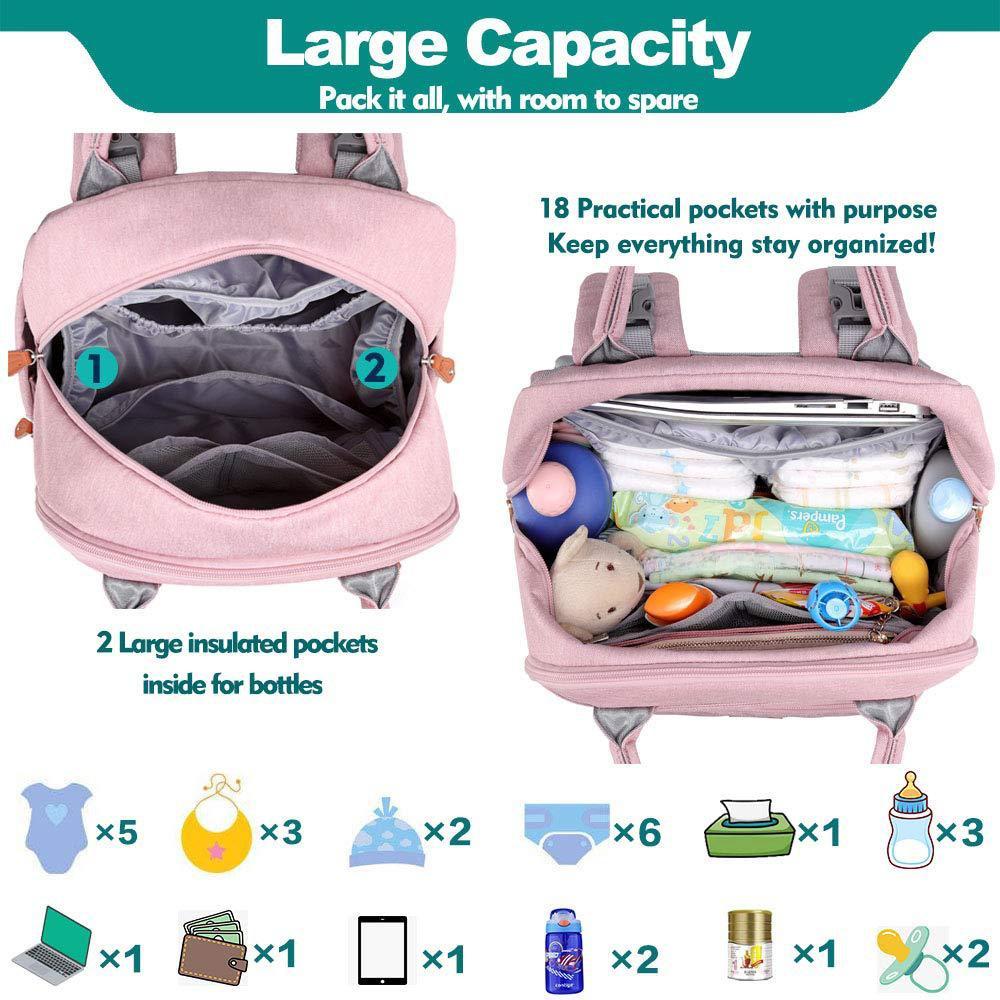 Foldable Waterproof Mommy Backpack with Bed - Multifunctional Large Capacity for Mother and Baby.