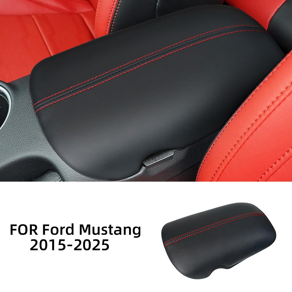 Center Console Armrest Cover for Ford Mustang 2015-2025 Interior Moulding Trim Red Wire