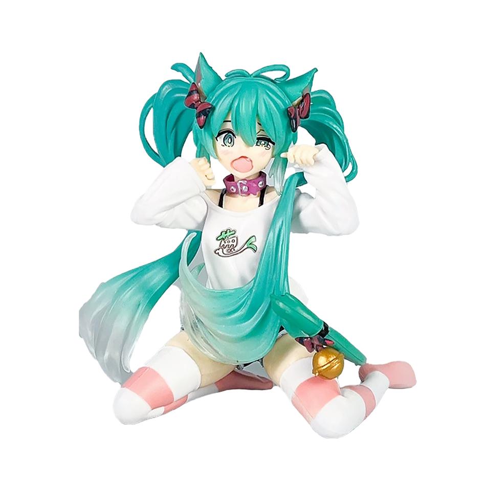 

In Stock Hatsune Miku Cat Ear Neko Short Sleeved Pajamas Anime Figurine Kawaii Girl Models Desktop Decorations Ornament Toy Gift