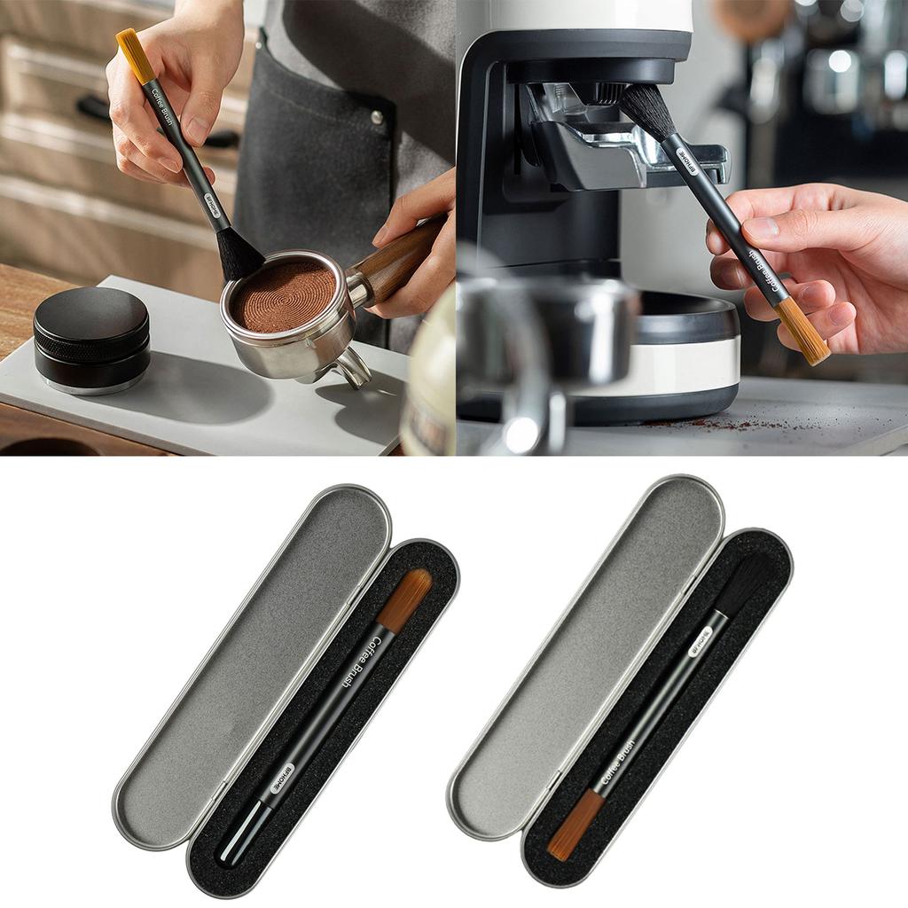 Aluminum Handle Coffee Brush Bar Groove Cleaning Brush Dusting Espresso Long Handle Brush for Bean Grain Coffee