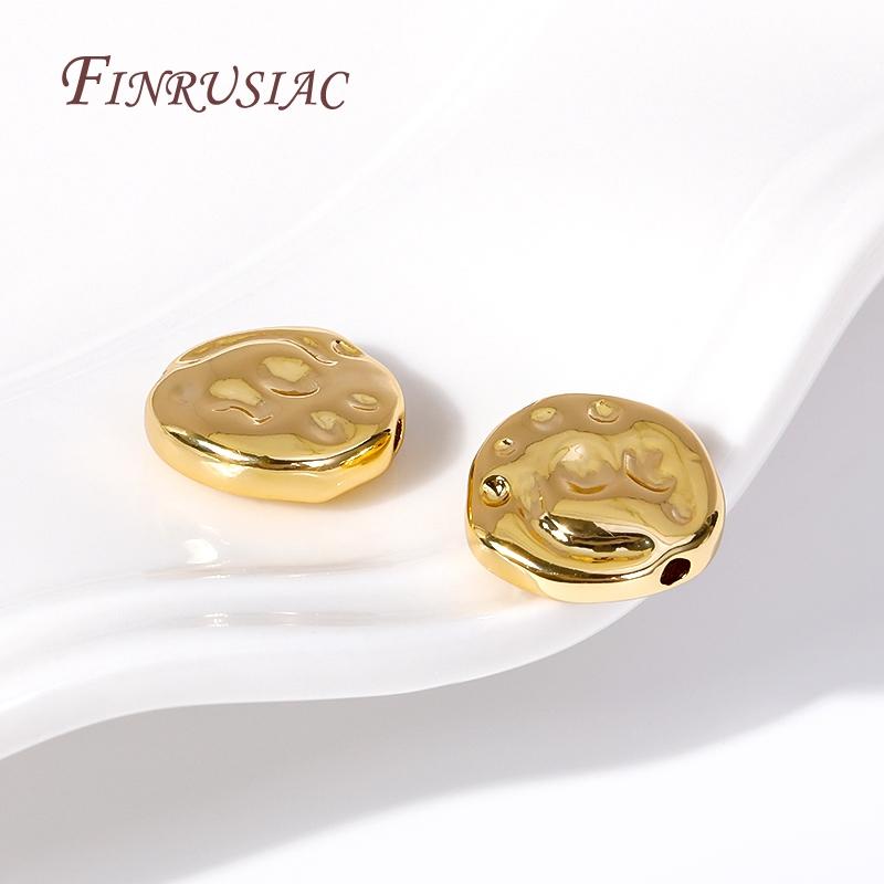 13X4.5MM 18K Gold Plated Irregular Spacer Beads Brass Metal Round Separators Beads For DIY Beading Jewelry Accessories Findings