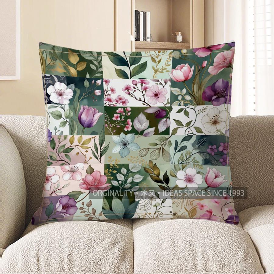 2D Floral And Oriental Patterned Throw Pillow Covers Pattern Cushion Cover Suitable For Sofa Bedroom Car Pillow Cover