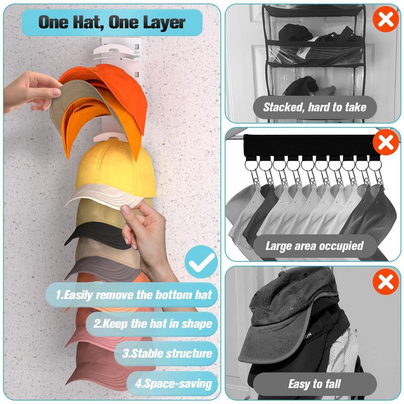 Wall Mounted Hat Rack Baseball Cap Storage Hanger Adhesive Display Holder Cap Organization For Cloakroom Closet Home Storages