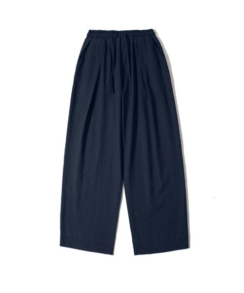 EASE Linen Elastic Waist Pants [Wide Fit]_Navy_Unisex_Unisex