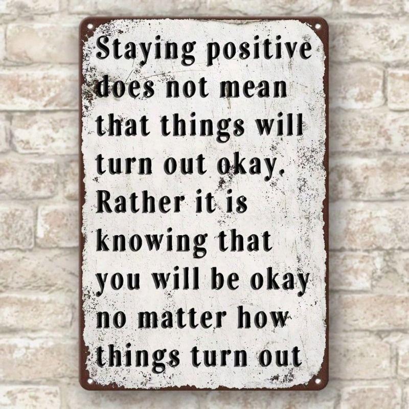 

Keep Positive Metal Poster, Black Aluminum Wall Art for Bar