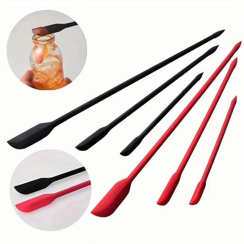 Mini Long Silicone Scraper, Spatula, Three-piece Set, Butter Sauce Spatula, Cosmetic Bottle, Cooking Jar, Inner Wall Scraper