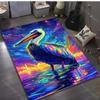 Psychedelic Neon Pelican Print Carpet for Bedroom Living Room Bedside Sofa Floor Mat Modern Home Decor Area Rug Large Size