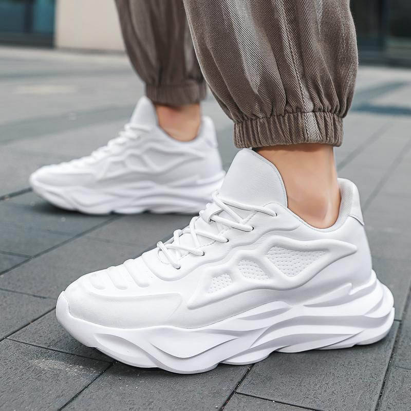 

Модные кроссовки для мужчин на шнуровке Трендовые повседневные туфли из натуральной кожи для активного отдыха Теннисные кроссовки класса люкс для мужчин Кроссовки для ходьбы 10 белый