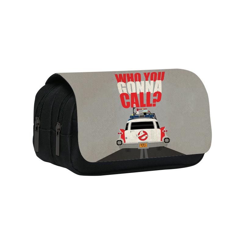 Ghostbusters Pattern Double Layer Flip Cover Stationery Storage Bag For Students