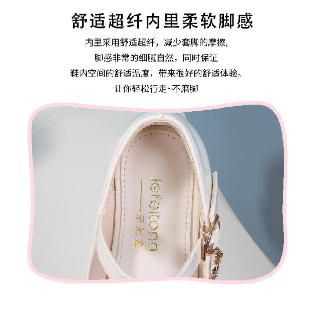 Girls High Heels New White Princess Leather Children's Shoes Performance Student Shoes-40Children's Dance Shoes5