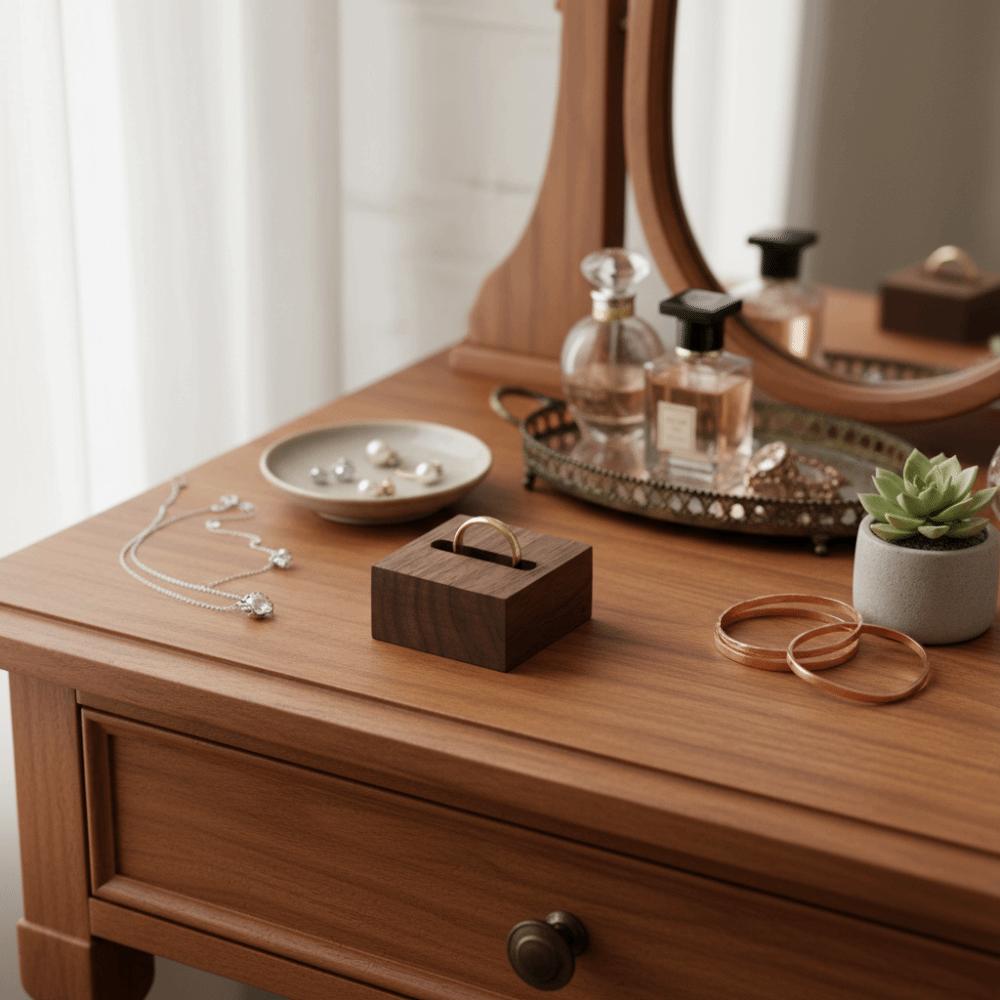Vintage Solid Wood Walnut Jewelry Stand Jewelry Show Props Home Decoration Ring Display Stand Rings Organizer Ring
