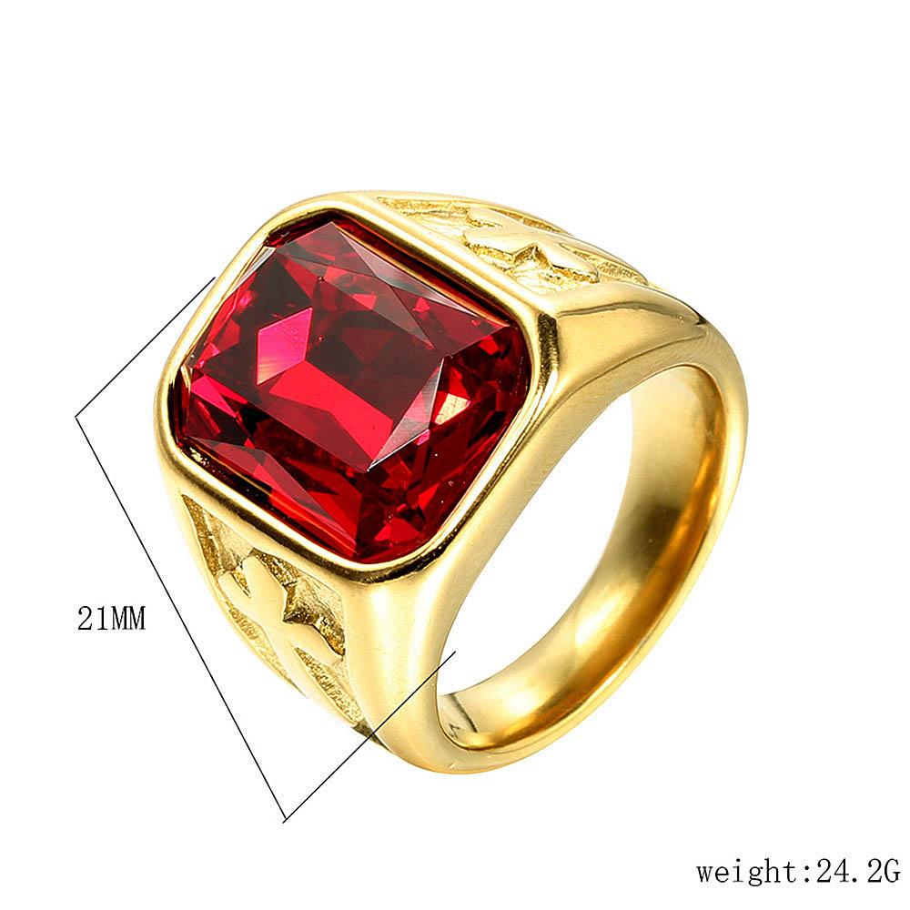 Punk Kreative Flerfargede Steinringer for Menn Kvinner Fest Høy Kvalitet Vintage Rustfritt Stål Korsring Smykker Engros