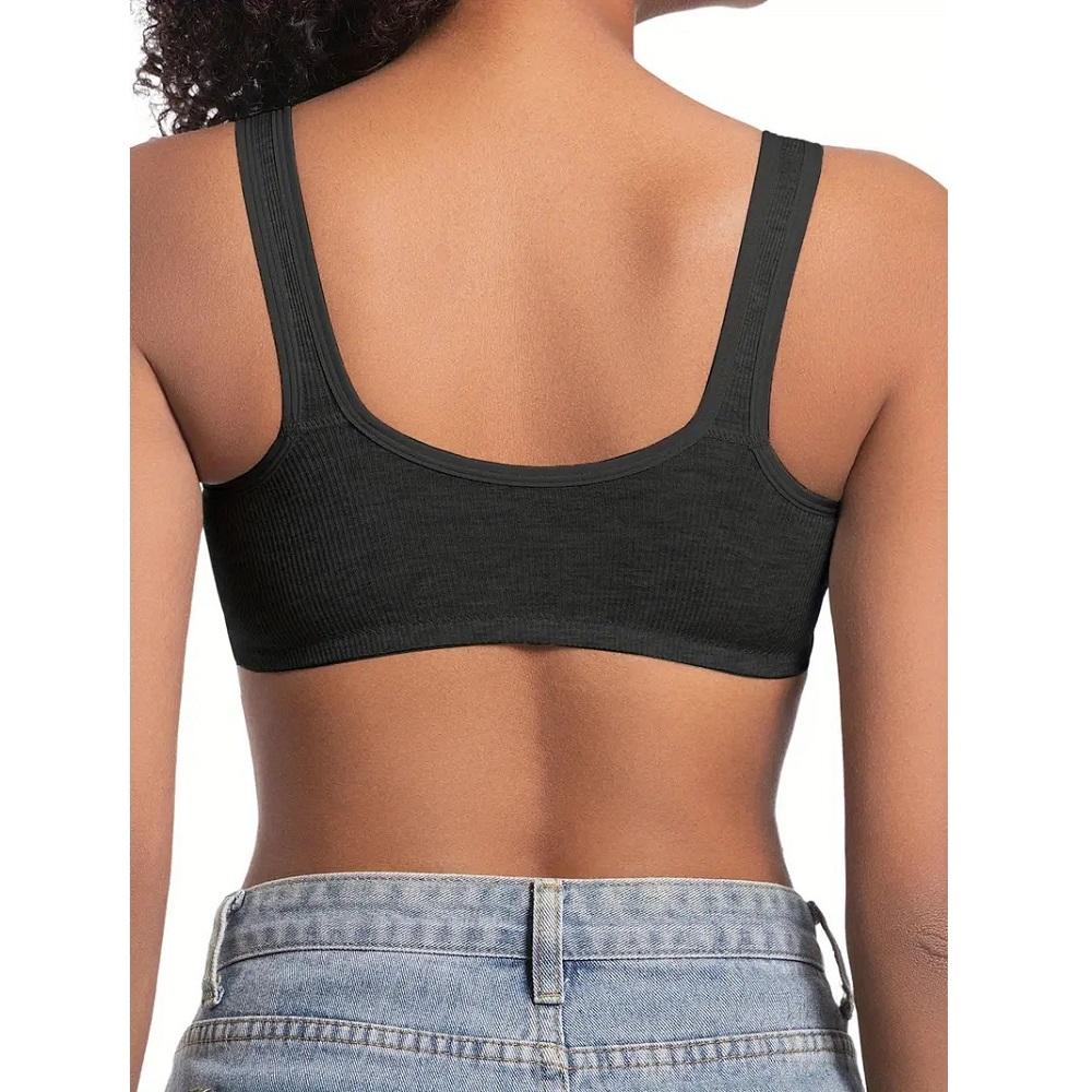 Women's Bra Wire-Free Front Closure Solid Color Full Coverage 3D Cups More Considerate for Middle-Aged And Elderly Individual Underwear