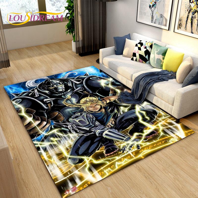Fullmetal Alchemist Anime Cartoon Area Rug Large,Carpet Rug for Living Room Bedroom Sofa Doormat Decoration, Non-slip Floor Mat