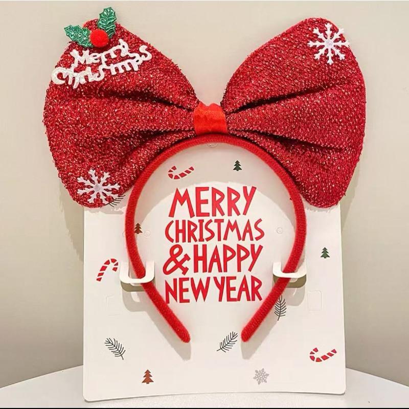 Christmas Headband Xmas Elk Horn Bell Sequin Christmas Hair Band Happy New Year Photo Props Merry Christmas Decor Gifts for Kids