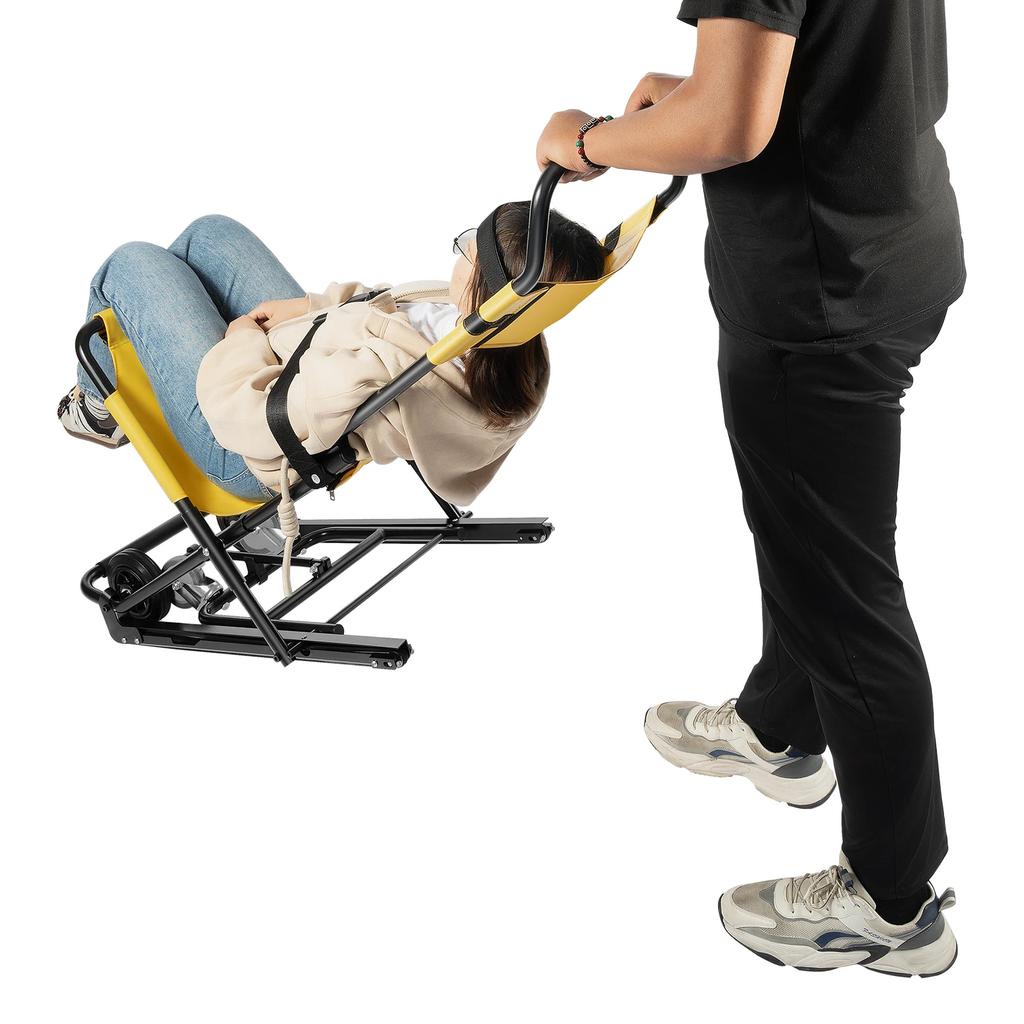 Portable Folding Evacuation Manual Lift Stair Chair with 350 lbs Load Capacity 4 Wheels - for Seniors, Daily Transfer