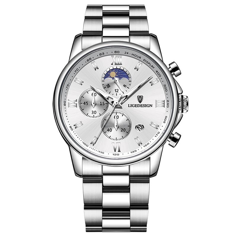 New Business Men Watch Fashion Sports Chronograph Military Watches For Men Stainless Steel Waterproof Quartz Wristwatch