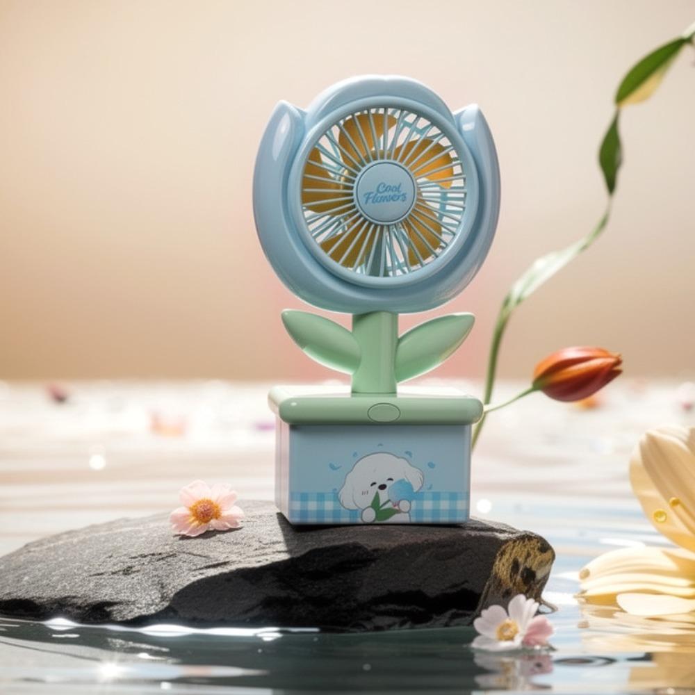 3‑Speed Wind Mini Fan Rechargeable Table Fan New Tulip Desktop Fan Office синий