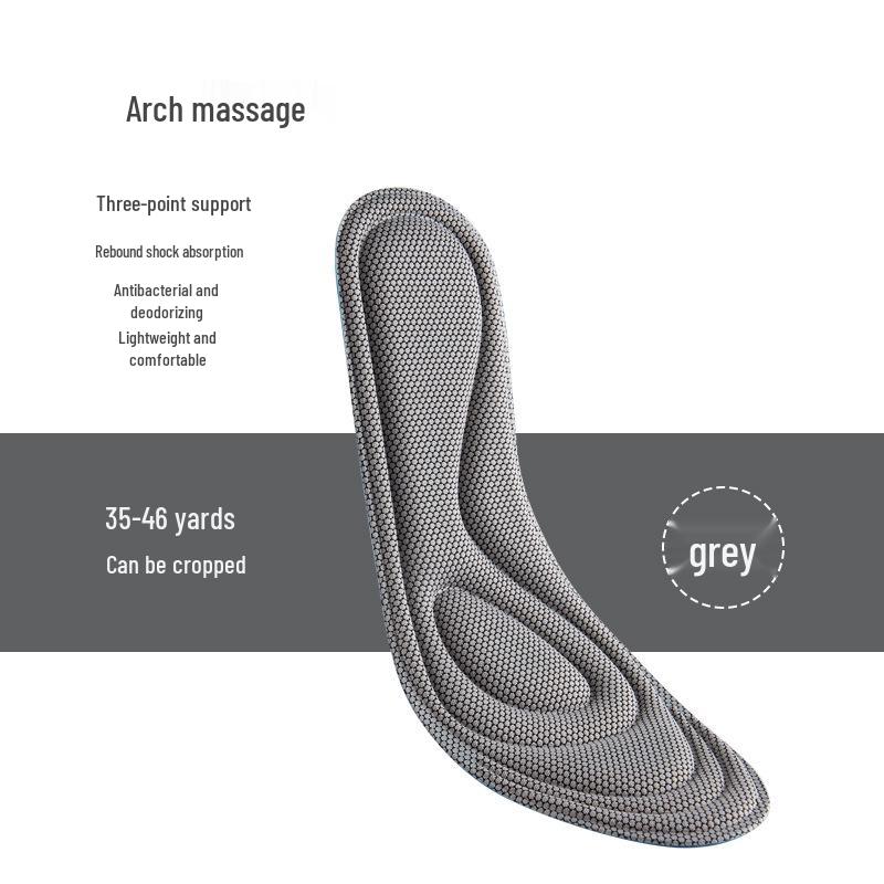 

4D Elastic Antibacterial Breathable Shock Absorbing Insoles for Men & Women 37-38 серый