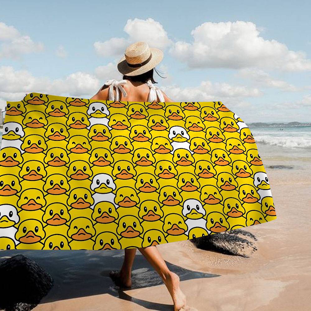 Yellow Classic Rubber Duck Beach Towel Colorful Bath Towels For Girl Microfiber Quick Dry Custom Sand Free Beach Yoga Spa