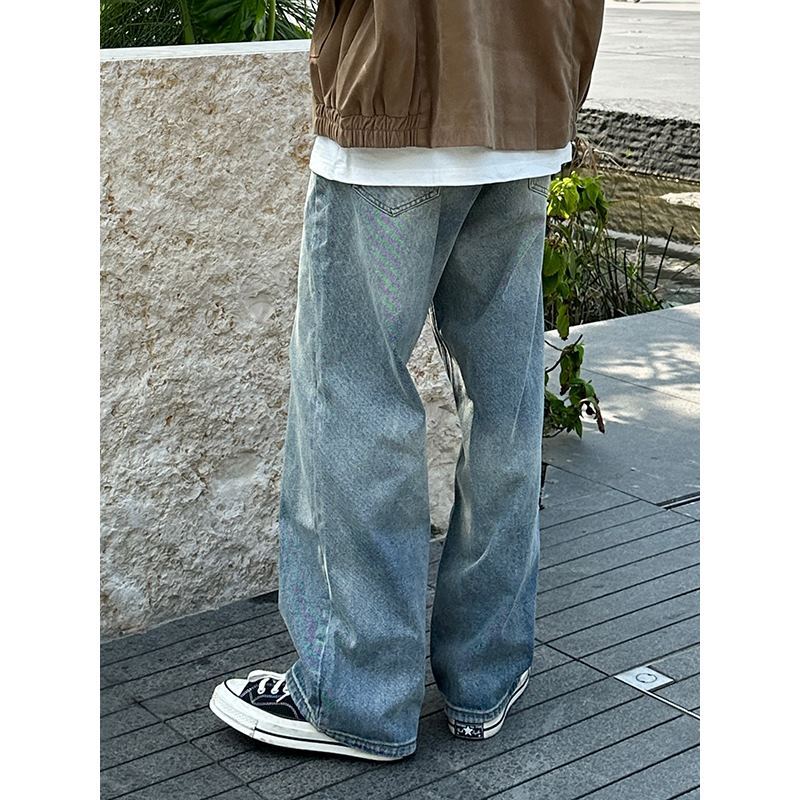 New Loose Straight Washed Jeans Spring and Autumn Boys and Girls Versatile Casual Trend Long Pants