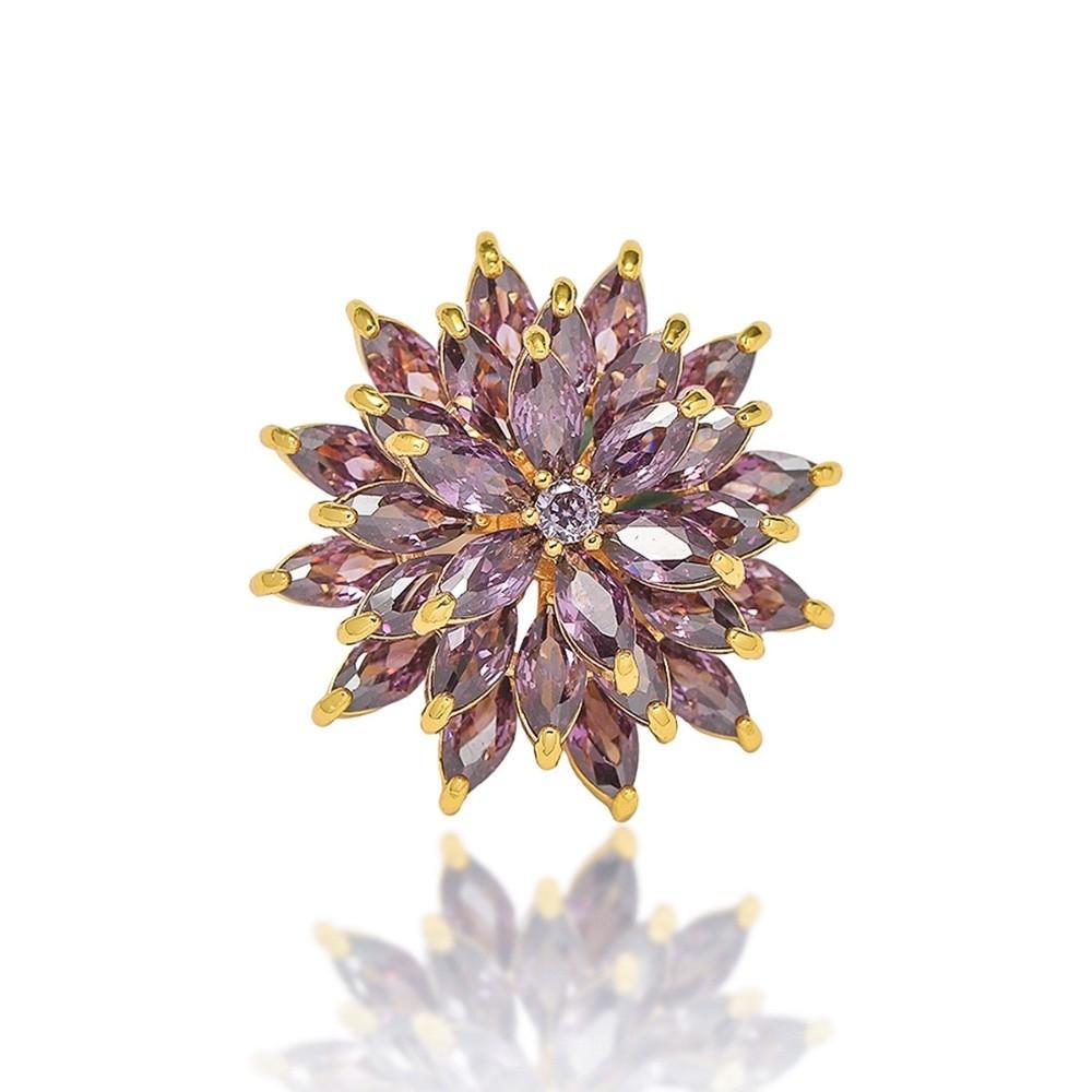 Jewelry Flower Lapel Pin Sparkling Floral Badge Luxury Rotating Snowflake Brooch  Gift