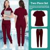 Scrubs Uniform Suit Short Sleeve V-neck Tops+jogger Pants Set Nursing Uniform Women Multicolor Pet Doctor Scrub Medical Workwear