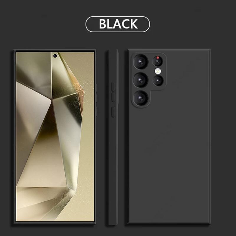 

Чехол для Samsung Galaxy S24 Ulta Plus, квадратный сплошной цвет, жидкий силиконовый чехол для телефона Samsung Galaxy S24 S 24 GalaxyS24 Ultra Plus, задняя крышка For Samsung S24 Ultra чёрный