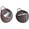 Handmade Rattan and Willow Hanging Basket for Flowers - Blue Pastoral Woven Wall Decor