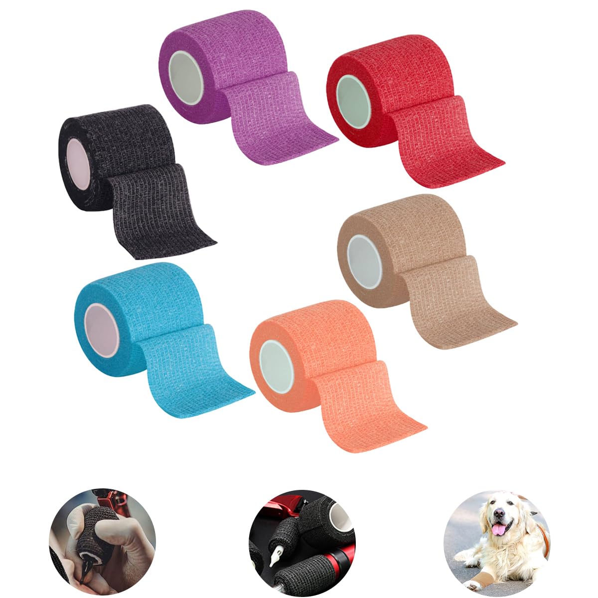 

Ручка для татуировки, крышка для тату-трубок, одноразовая лента, самоклеящаяся повязка, красочная для ручки для тату-машины, аксессуары (6 упаковок 2 дюйма x 5 ярдов) 6Pack I 2 x 5 Yards