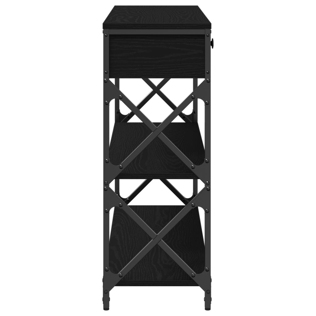 Console Table with Shelf Black Oak Look 100 x 28 x 75 cm