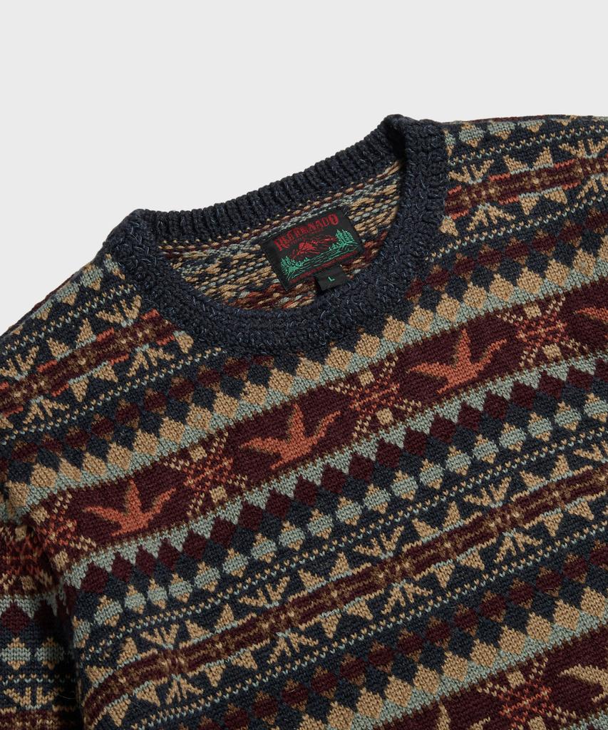 Ledeutonido Fair Isle Wool Knit Sweater Navy