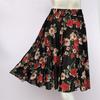 Floral Ice Silk Summer Midi Skirt with Elastic Waist for Middle-Aged & Elderly Women