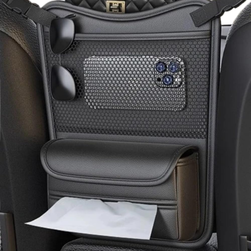 Seizar Seat Back Rear Seat Car Seat Car Storage Drive Ample Storage Capacity for Driving Pocket, Storage, Pocket, Pocket, Pocket, Leather,
