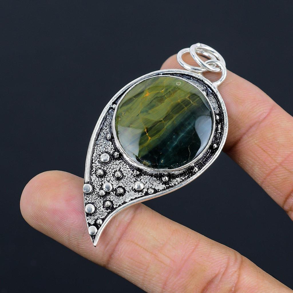Natural Ocean Jasper Gemstone Pendant 925 Sterling Silver Jewelry For Girls