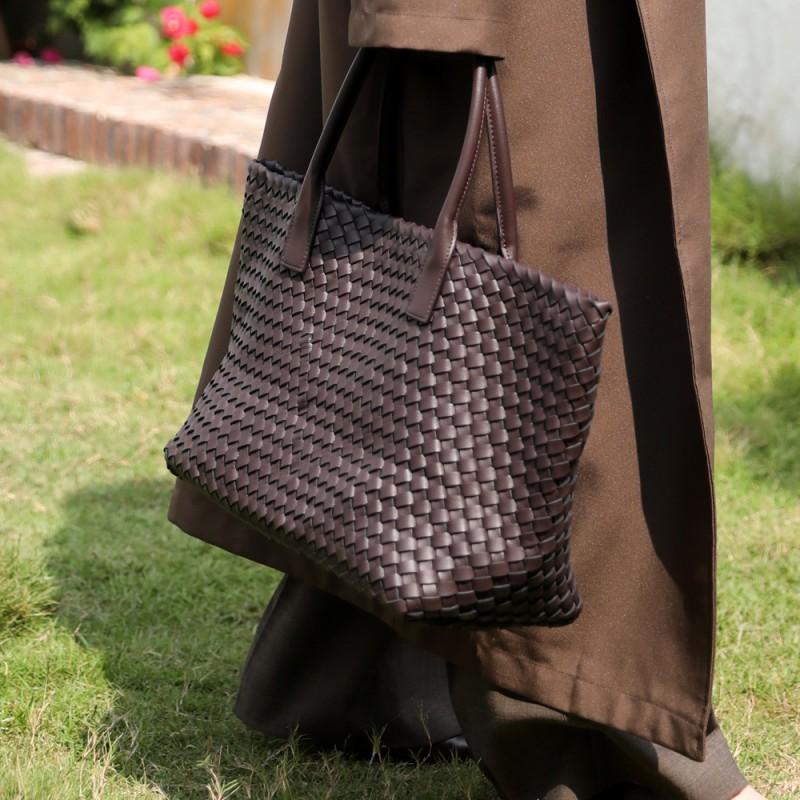 Borsa Tote in Pelle Intrecciata Grande Capacità Morbida Vera Pelle di Mucca Borsa a Spalla Borsa a Mano per il Pendolarismo Quotidiano Stile Urbano