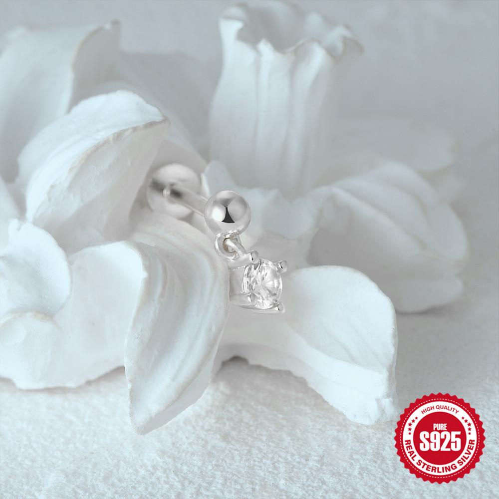 canner 925 Sterling Silver  1PC Dainty Prong Setting Stud Cartilage Helix Tragus Piercing Hypoallergenic Earring Jewelry Gift for Women