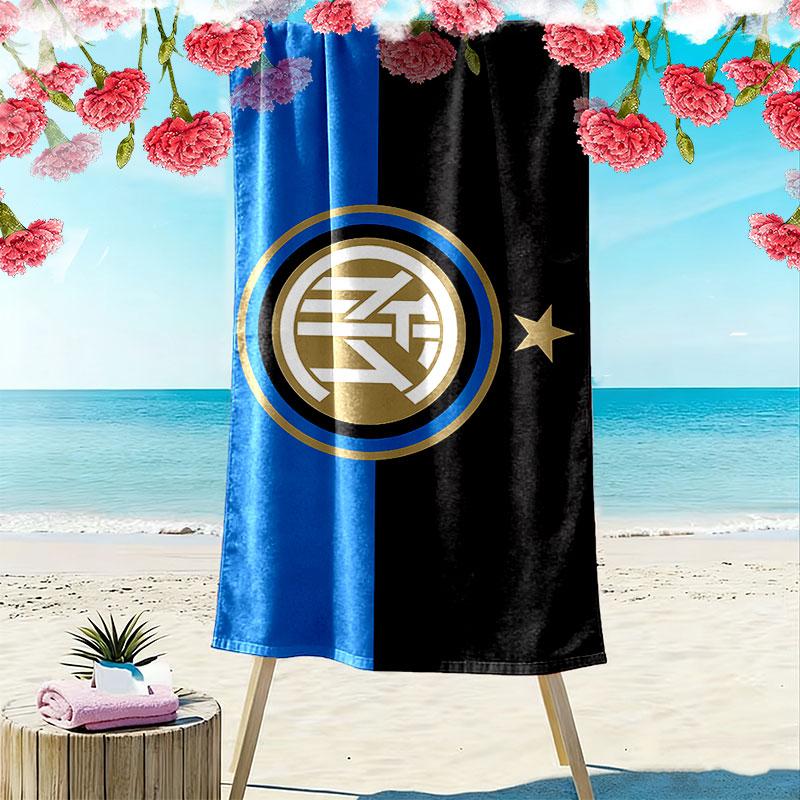 FC Internazionale Milano Print Beach Towel, Large Soft Quick Dry Towel for Beach Camping Swimming