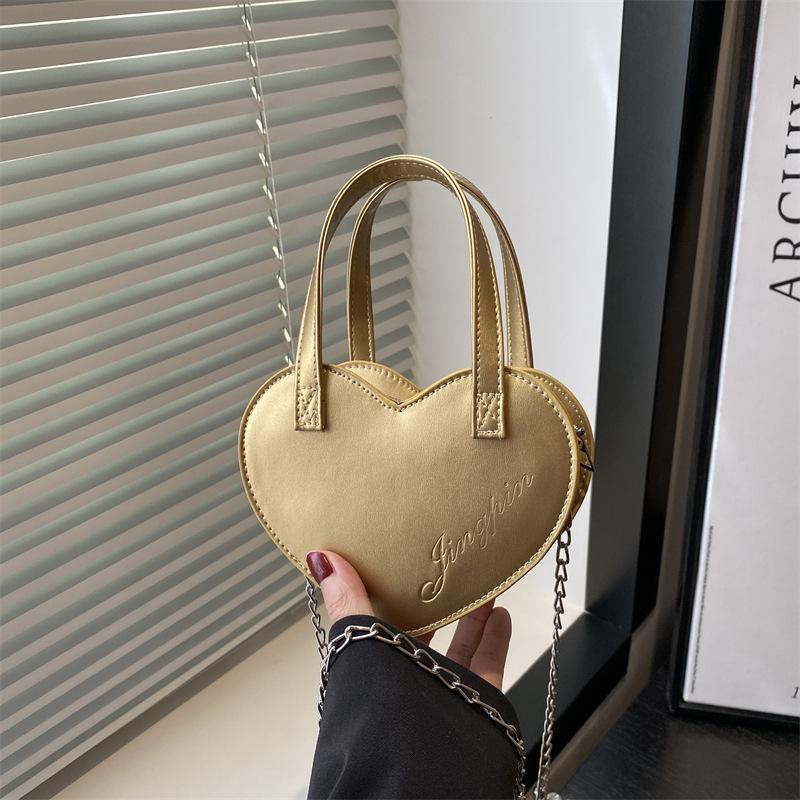 

Весна и лето новая нишевая однотонная повседневная универсальная сумка любовь персиковое сердце сумка плечевая сумка-мессенджер женская золотой