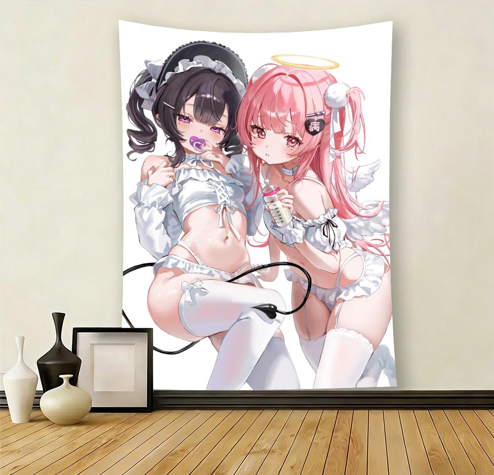 HD 2D Anime Girl Cosplay Theme Tapestry Wall Hanging for Room Bedroom Dorm Decor Flat Print Perfect Birthday Gift for Friends