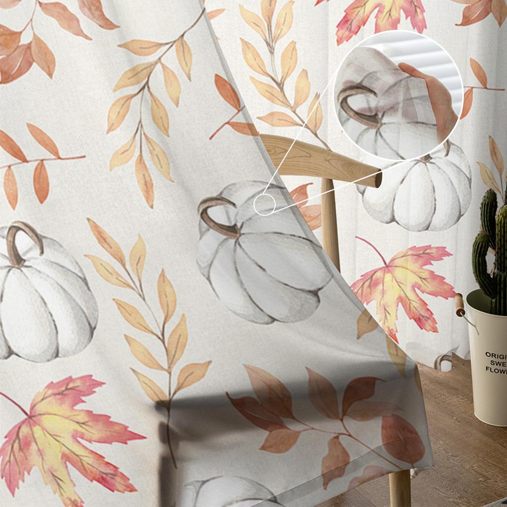Herbst Ahornblätter Kürbis Sheer Voile Fenstervorhänge Tüllvorhänge Wohnzimmer Balkon Dekoration Vorhänge
