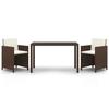 Maison Exclusive - Ensemble à manger de jardin et coussins 3 pcs Poly rotin Marron