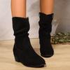 2024 Winter New Warm Wool Booties Ankle Boot Platform Shoes Turned-over Edge Casual Women Mid Boots Women's Fur Warm Snow Boots