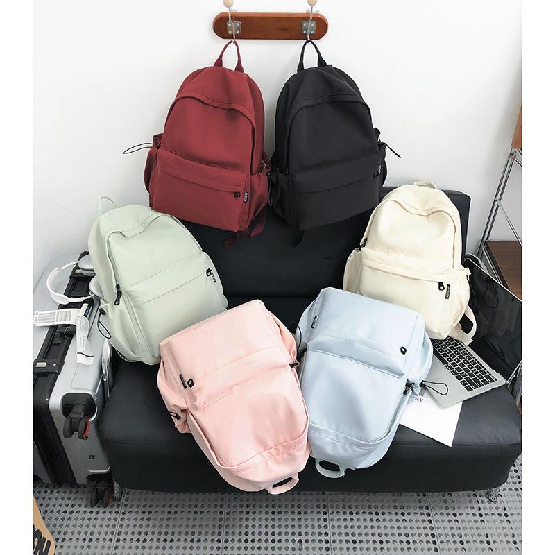 Lightweight Travel Backpack Women Large Capacity Backpack Solid Color Student Schoolbag