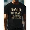 Men'S T-Shirt with Bold Golden "David: The Man, The Myth, The Legend" Print - Street Style, Round Neck, Short Sleeve, Regular Fit, All-Season Casual