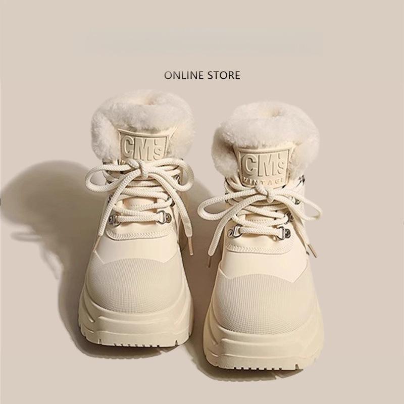 Thick-soled snow boots women's 2025 new winter velvet warm Martin boots small short boots non-slip waterproof cotton shoes