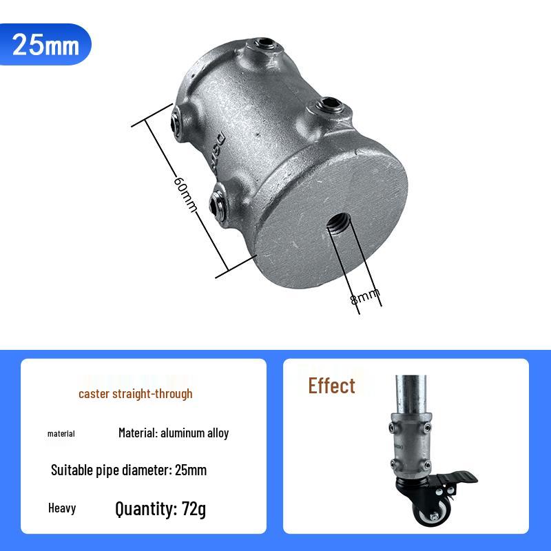 Stahlrohrverbinder, Runde Aluminiumlegierungsbasis, 6-Punkt-Rohrverbindungen, 1-Zoll Verzinkte Rohr-T-Stück-Befestiger (20/25/32 mm).